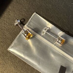 Elegant citrine 925 Silver Stud Earrings